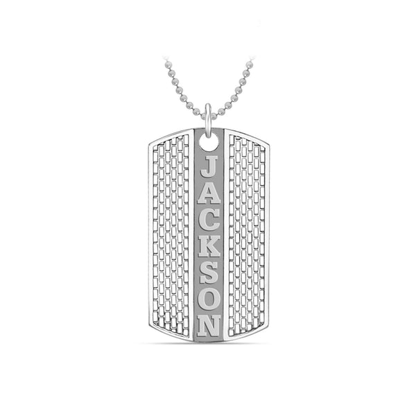 Personalised 925 Sterling Silver Embossed Name Tread Pattern Pendant Necklace for Men and Women