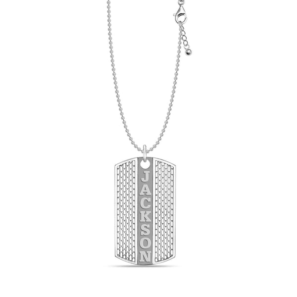 Personalised 925 Sterling Silver Embossed Name Tread Pattern Pendant Necklace for Men and Women