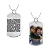 Personalised 925 Sterling Silver Photo QR Code Reversible Pendant Necklace for Men and Women