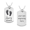 Personalised 925 Sterling Silver Engraved Foot Hand Print and Own Handwriting Pendant Necklace for Men and Women