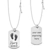 Personalised 925 Sterling Silver Engraved Foot Hand Print and Own Handwriting Pendant Necklace for Men and Women