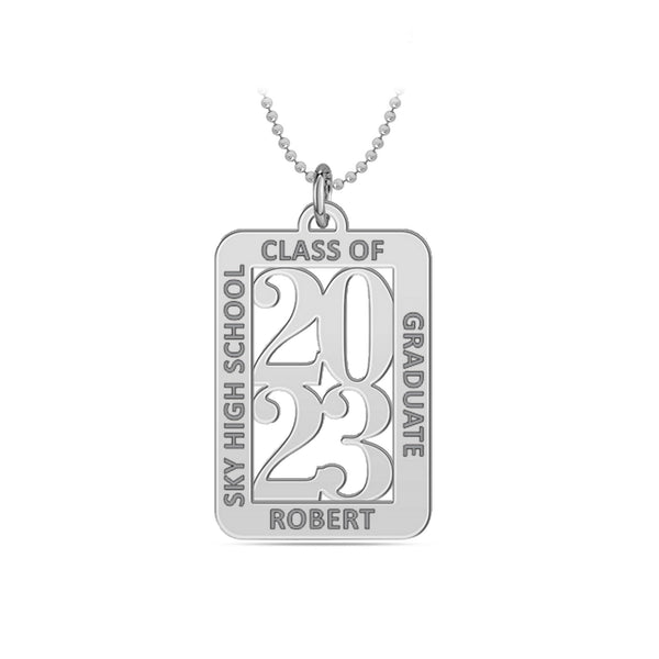 Personalised 925 Sterling Silver Year and Name Pendant Necklace for Men and Women