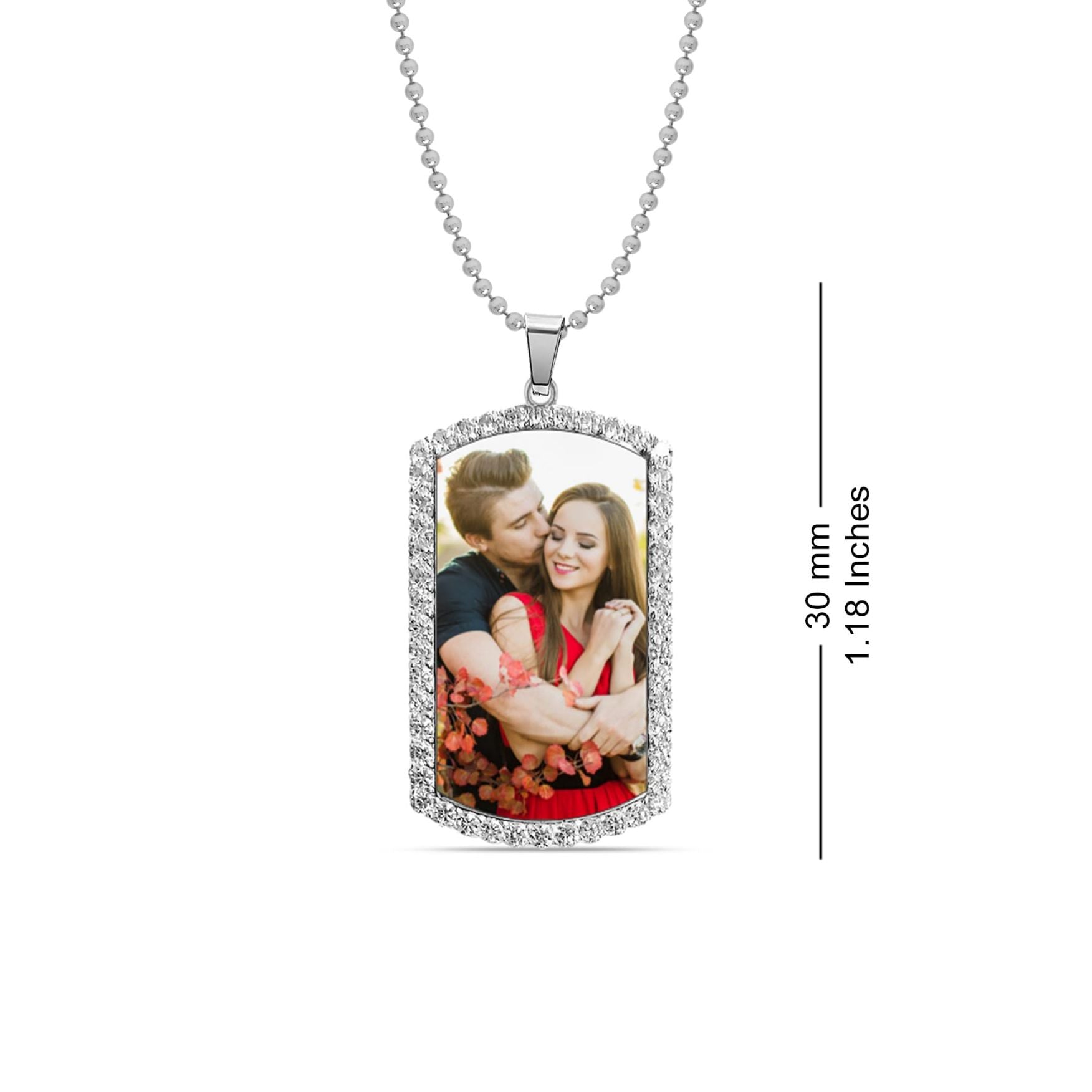 Personalised 925 Sterling Silver CZ Frame Custom Photo Pendant Necklace For Women