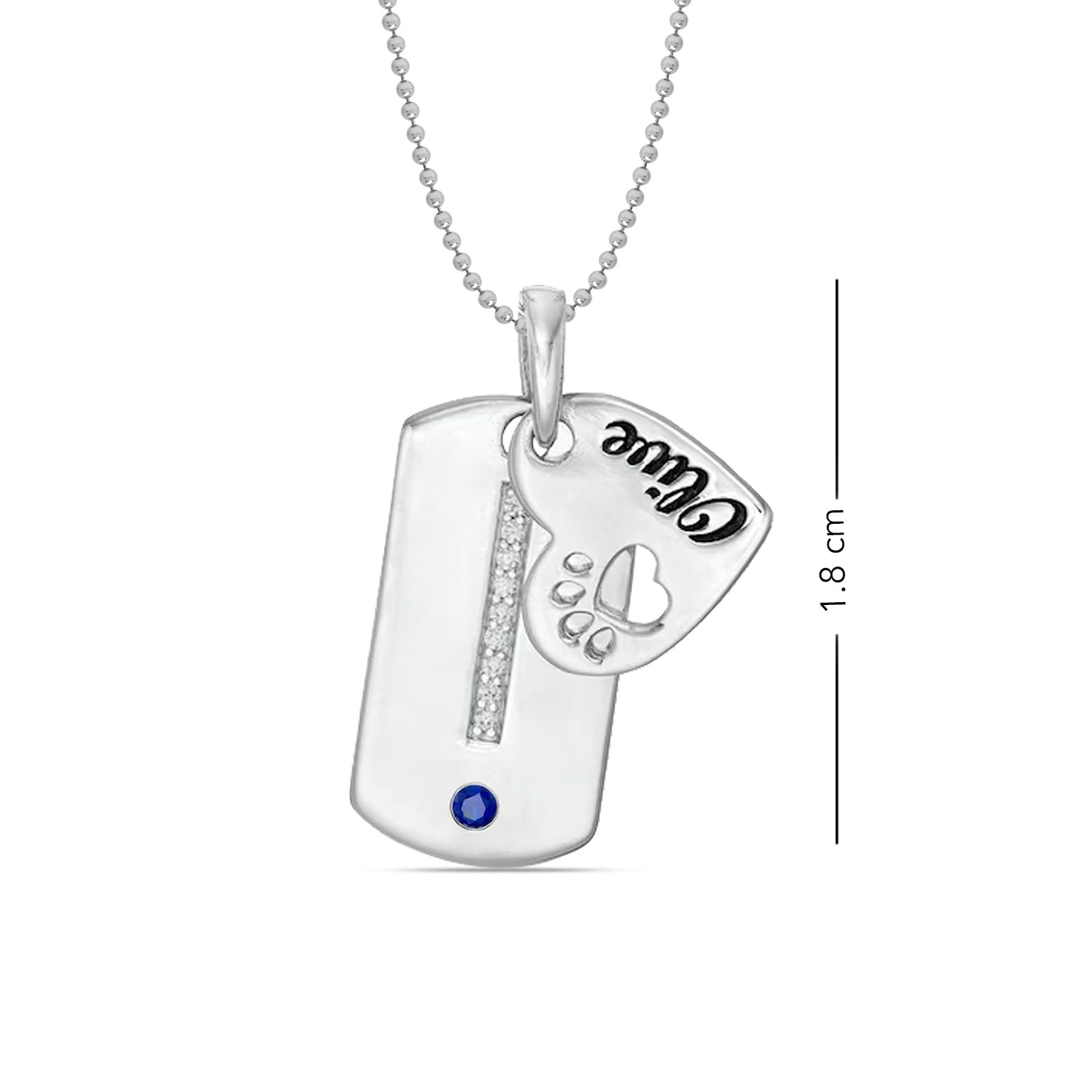 Personalised 925 Sterling Silver Heart Shaped Adorned With a Paw Cut-Out Custom Engraved Name Birthstone CZ Tiny Pendant Necklace for Men and Women