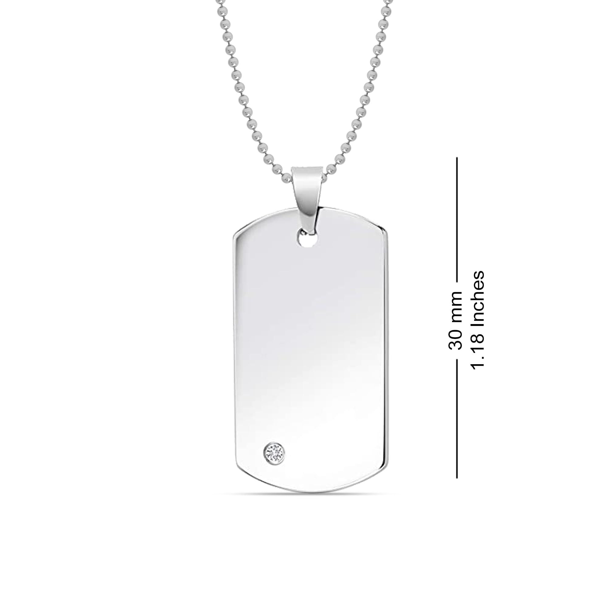 Personalised 925 Sterling Silver Engraved 4 Name or Message CZ Pendant Necklace For Men and Women