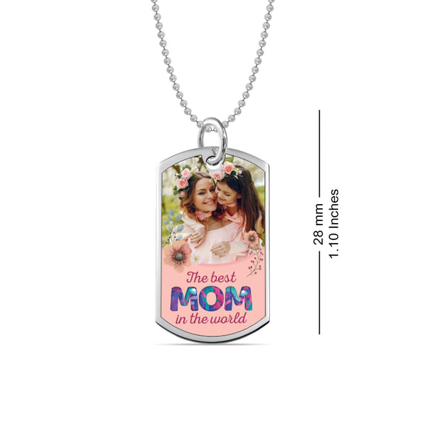 Personalised 925 Sterling Silver Custom Engraved Text Message and Photo Mom Pendant Necklace for Women