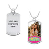 Personalised 925 Sterling Silver Custom Text Message with Image Engraved Besties Forever Pendant Necklace for Girls and Women