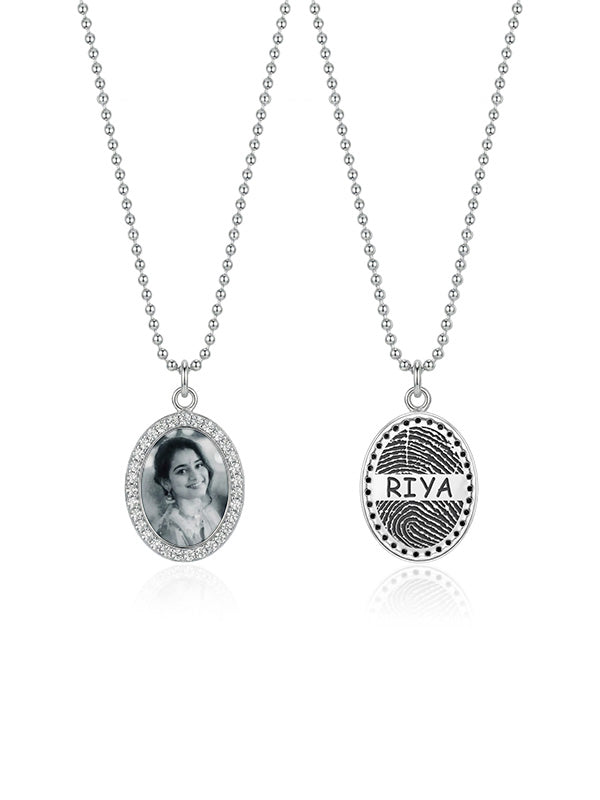 Personalized Memorial Photo Fingerprint Necklace