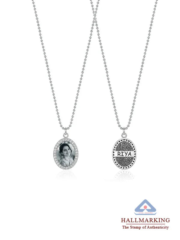 Personalized Memorial Photo Fingerprint Necklace