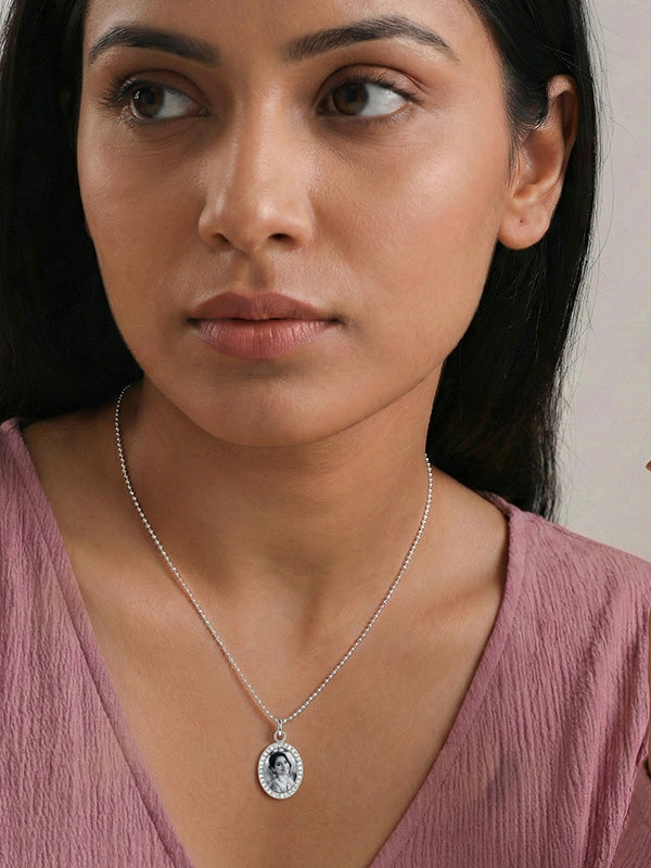 Personalized Memorial Photo Fingerprint Necklace