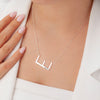 Personalised 925 Sterling Silver Large Initial with Engravable Name Offset Pendant Necklace for Men Women and Teen