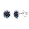 925 Sterling Silver Bezel Setting Flat Round Disc Circle Abalone Shell Stud Earrings for Women