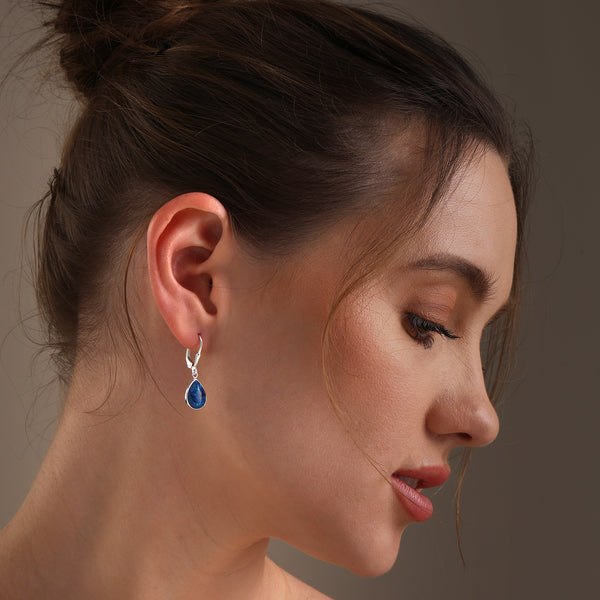 925 Sterling Silve Pear Shaped Teardrop Leverback Drop Dangle Earrings for Women