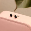 925 Sterling Silver Black Onyx Bezel-Set Round Circle Stud Earrings for Women