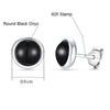 925 Sterling Silver Black Onyx Bezel-Set Round Circle Stud Earrings for Women