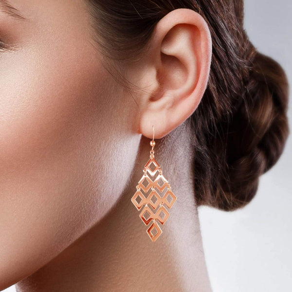 925 Sterling Silver Diamond Shape Drop Earrings for Women