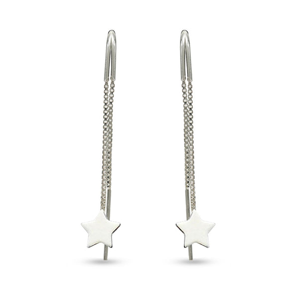925 Sterling Silver Star Drop Threader Earrings for Teen Women