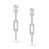 925 Sterling Silver Jewellery Rhodium-Plated Italian Paperclip Link Drop Liner Stud Earrings for Women Teen 30MM