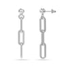 925 Sterling Silver Jewellery Rhodium-Plated Italian Paperclip Link Drop Liner Stud Earrings for Women Teen 30MM