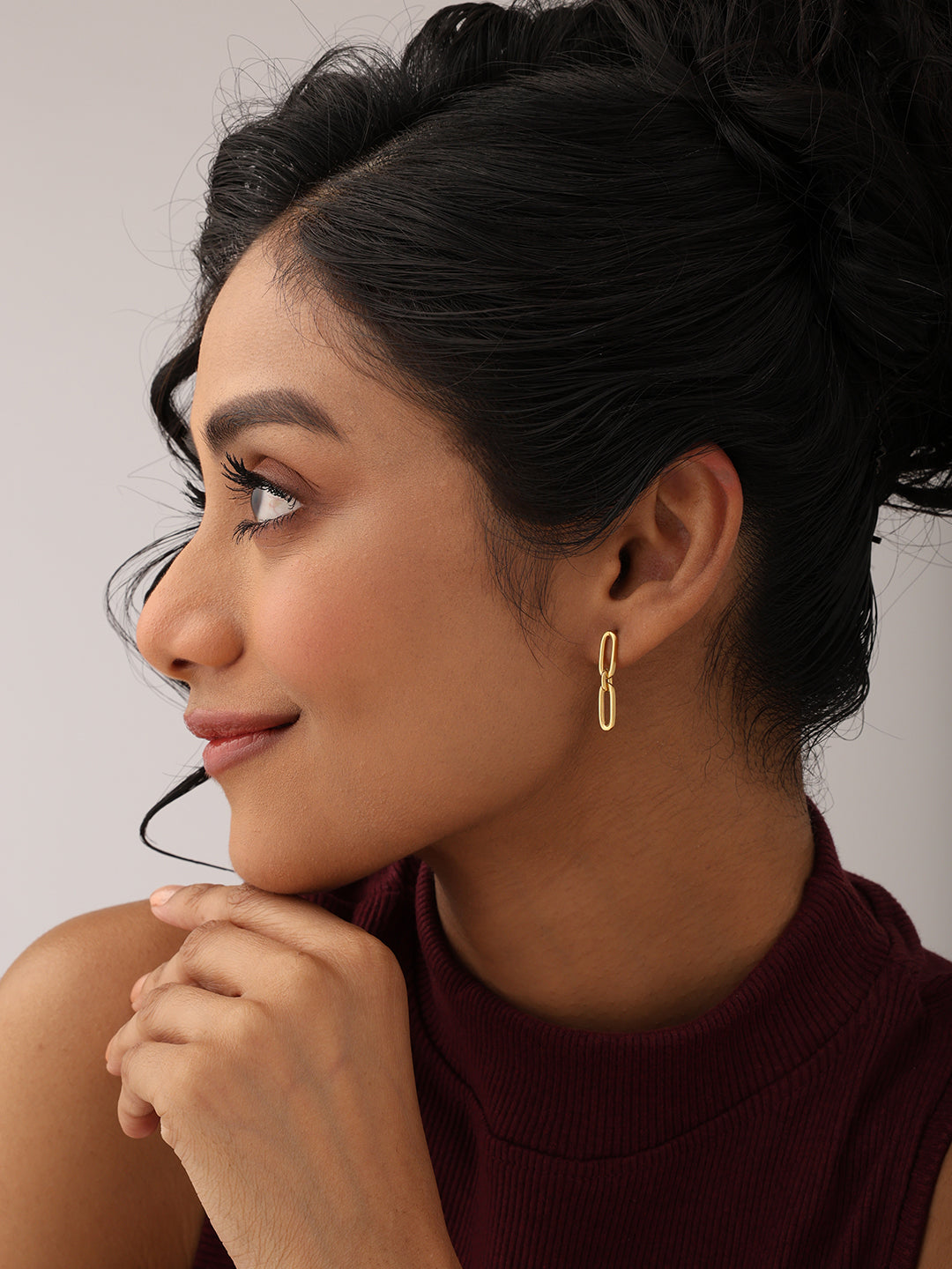 Gold Italian Paperclip Drop Dangler