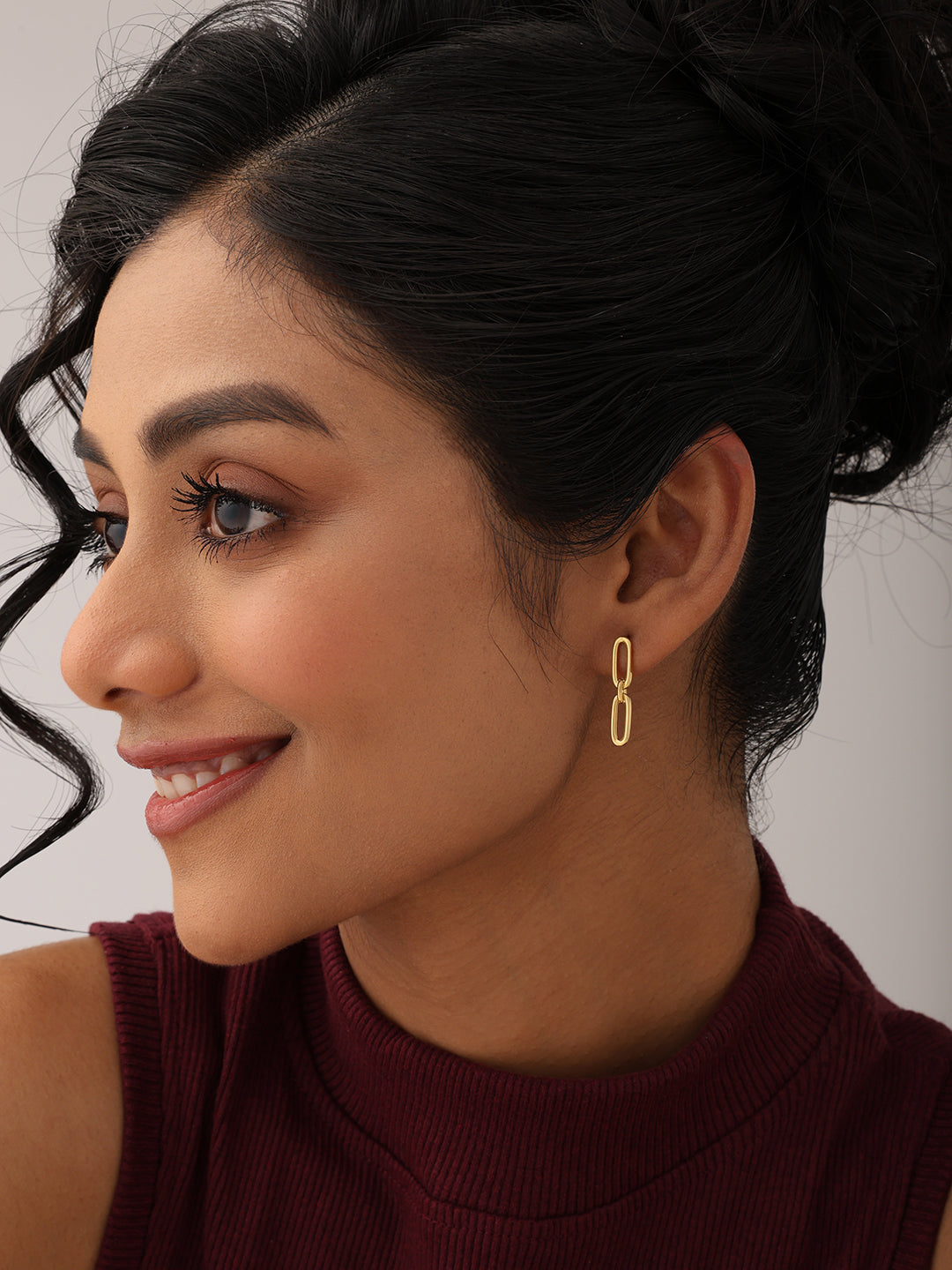 Gold Italian Paperclip Drop Dangler