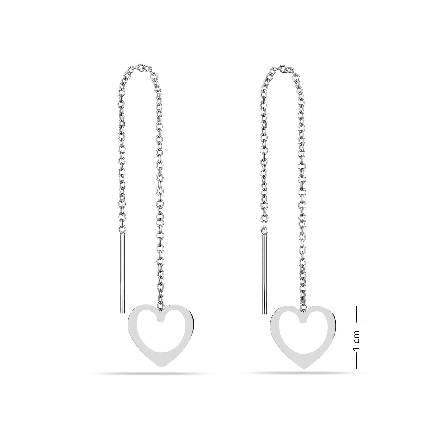 925 Sterling Silver Jewellery Heart Threader Drop Earrings for Girl Women