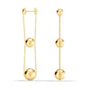 925 Sterling Silver Gold-Plated Yellow Gold Classic Ball Triple Drop Dangle Earrings for Women Teen