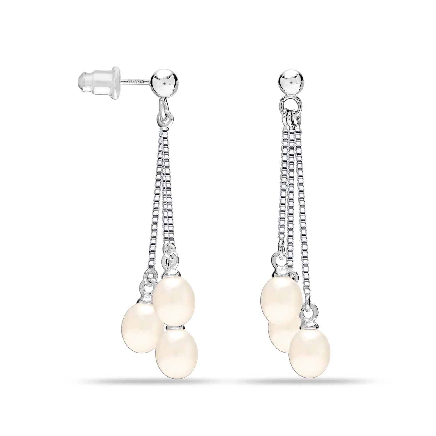 925 Sterling Silver Dangle Drop Pearl Earrings for Women Hypoallergenic Pearl Earring for Teen