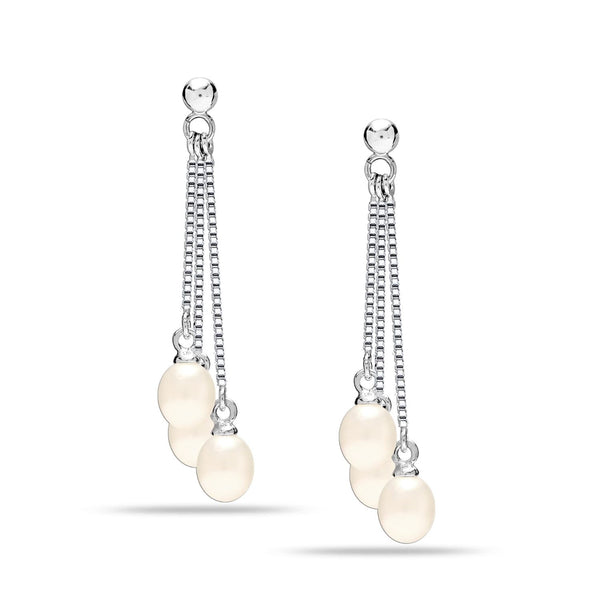 925 Sterling Silver Dangle Drop Pearl Earrings for Women Hypoallergenic Pearl Earring for Teen