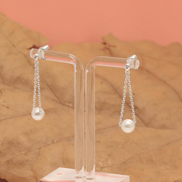 925 Sterling Silver Chain Loop Earrings for Women, Hypoallergenic CZ Drop Earring for Teen