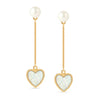 925 Sterling Silver 14K Gold Plated Simulated Pearl Heart Drop Dangle Earrings for Women Teen