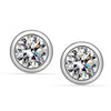 925 Sterling Silver Fancy Round Solitaire White Zircon Stud Earrings for Women and Girls
