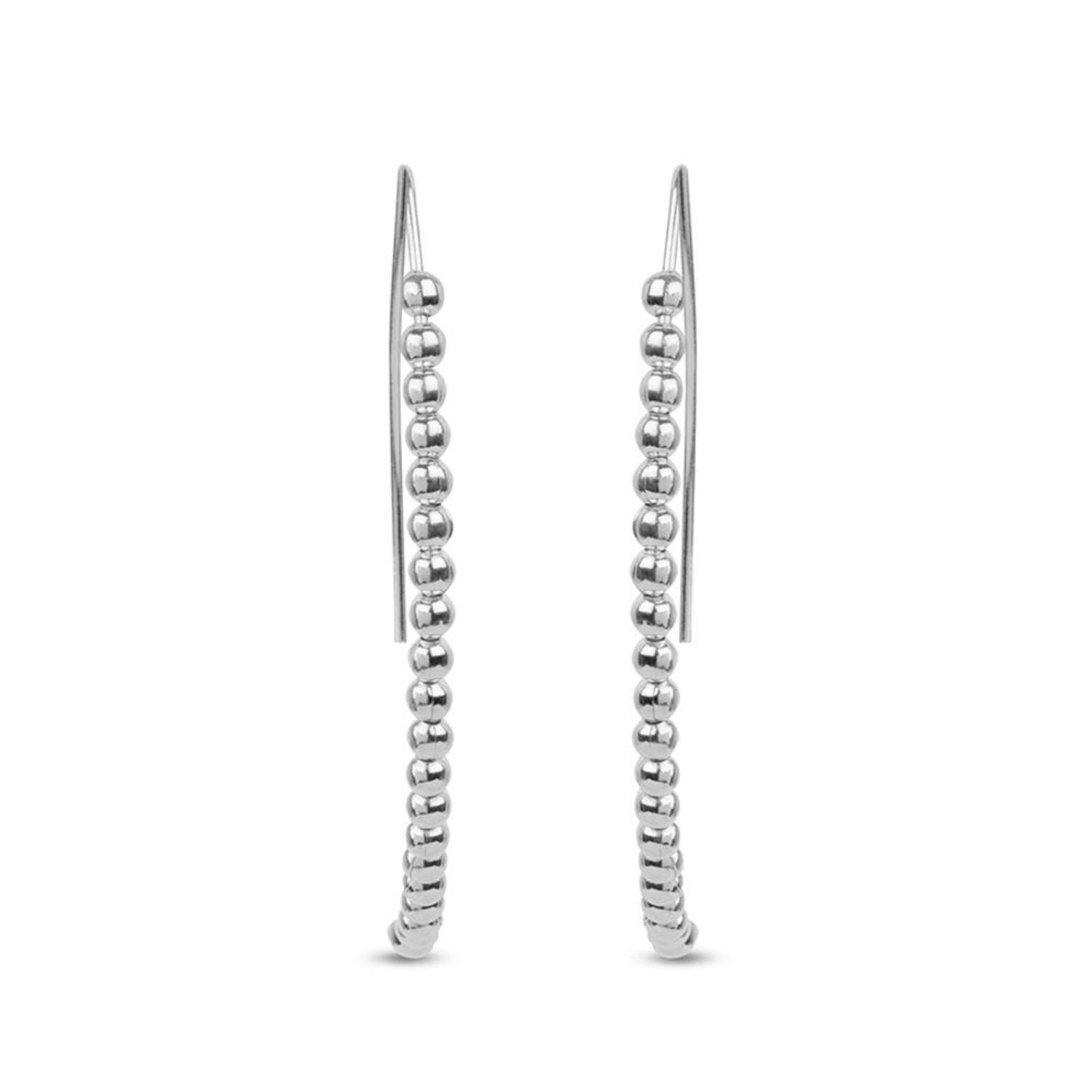 925 Sterling Silver Bead Threader Earrings for Women 48 MM