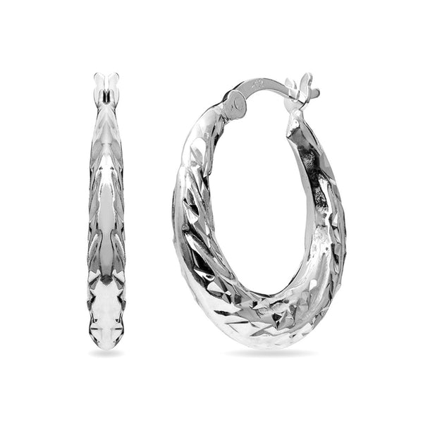 925 Sterling Silver Round Click Top Hoop Earrings for Teen Women