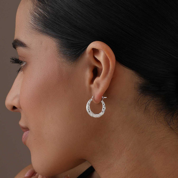 925 Sterling Silver Round Click Top Hoop Earrings for Teen Women