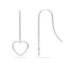925 Sterling Silver Jewellery Heart Shaped Light-Weight Threader Wire Teardrop Dangler Earrings for Women