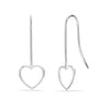 925 Sterling Silver Jewellery Heart Shaped Light-Weight Threader Wire Teardrop Dangler Earrings for Women
