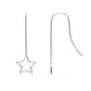 925 Sterling Silver Jewellery Star Shaped Light-Weight Threader Wire Teardrop Dangler Earrings for Women