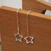 925 Sterling Silver Jewellery Star Shaped Light-Weight Threader Wire Teardrop Dangler Earrings for Women