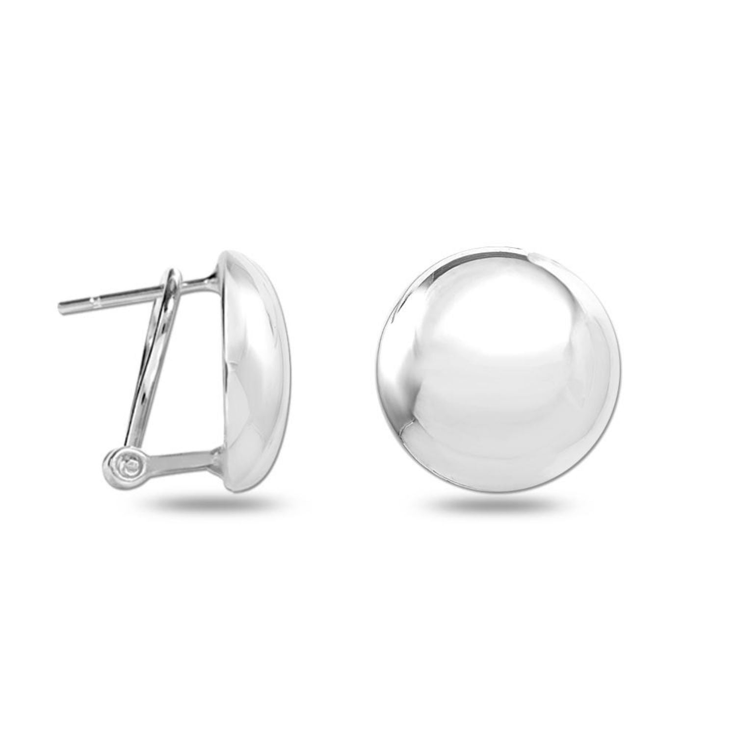 925 Sterling Silver Dome Button Stud Earrings for Women 15 MM