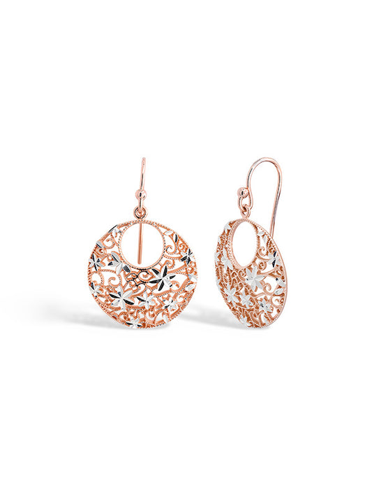 Rose Gold Filigree Drop Earrings