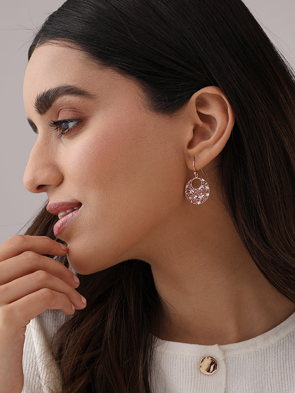 Rose Gold Filigree Drop Earrings