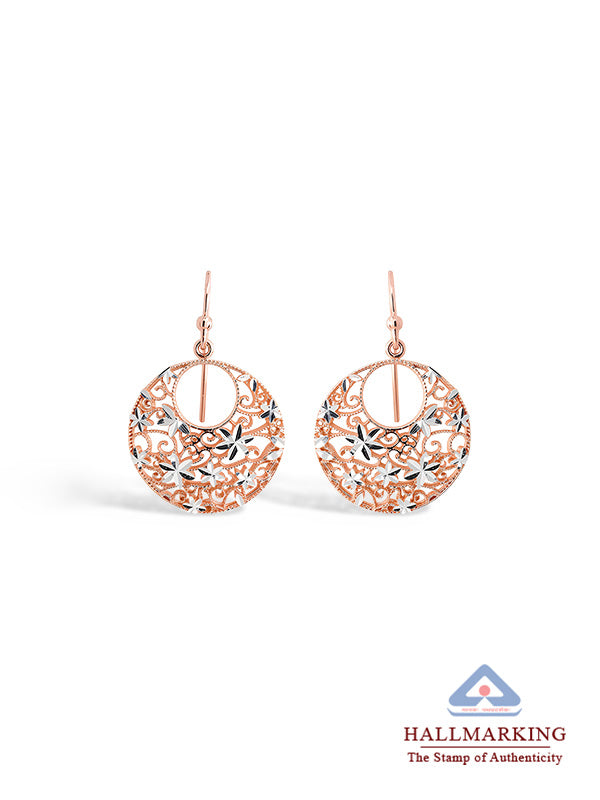Rose Gold Filigree Drop Earrings