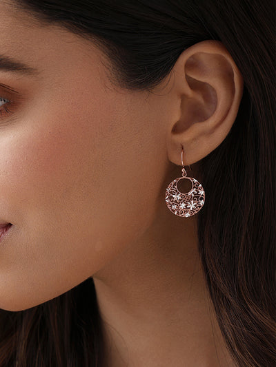 Rose Gold Filigree Drop Earrings