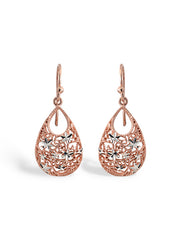 Rose gold filigree drop earrings