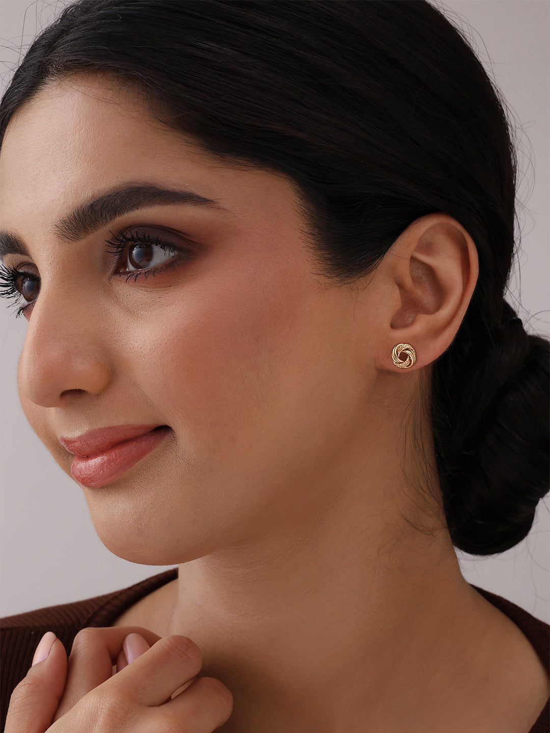 Flash Gold Push Back Stud Earrings