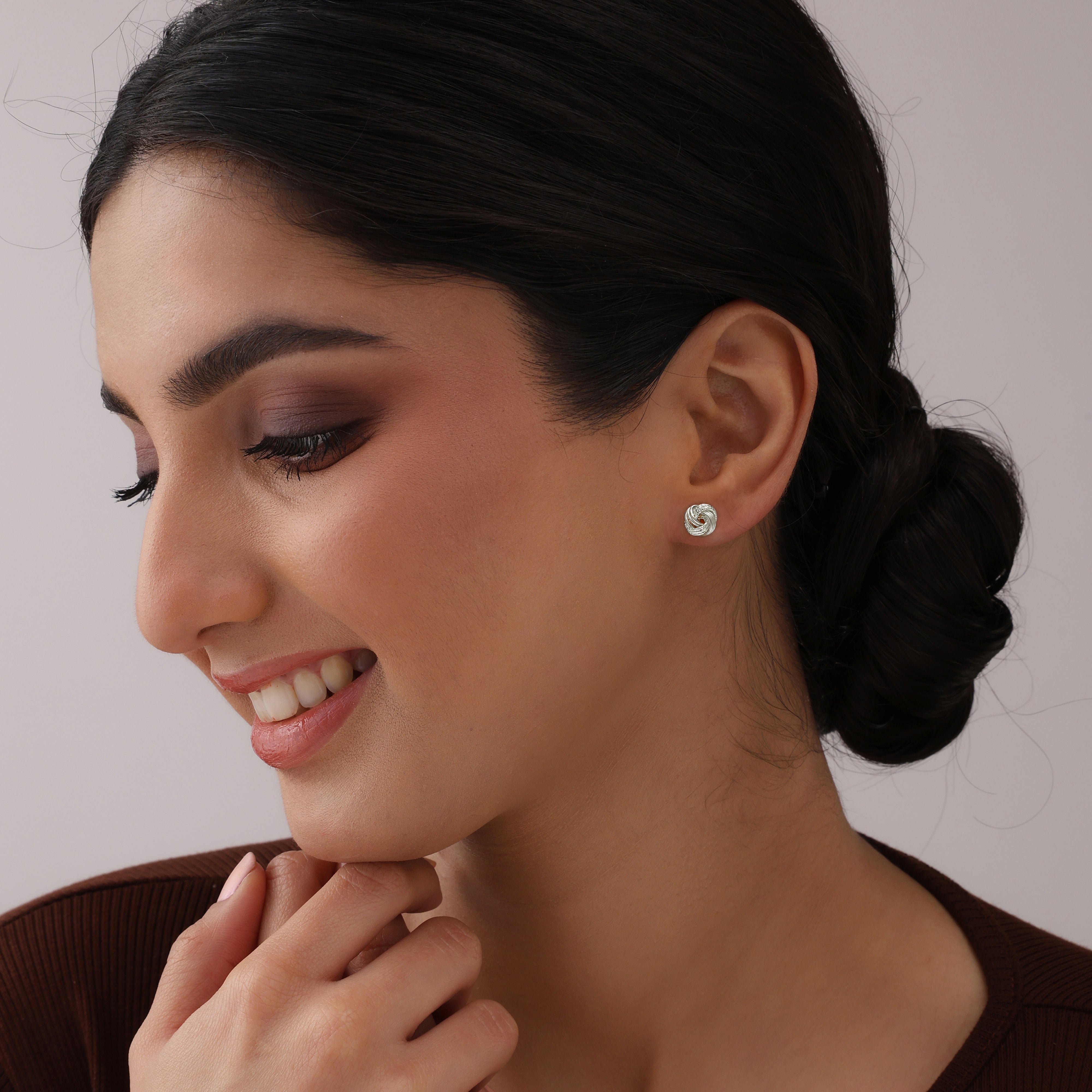 Silver Push Back Stud Earrings