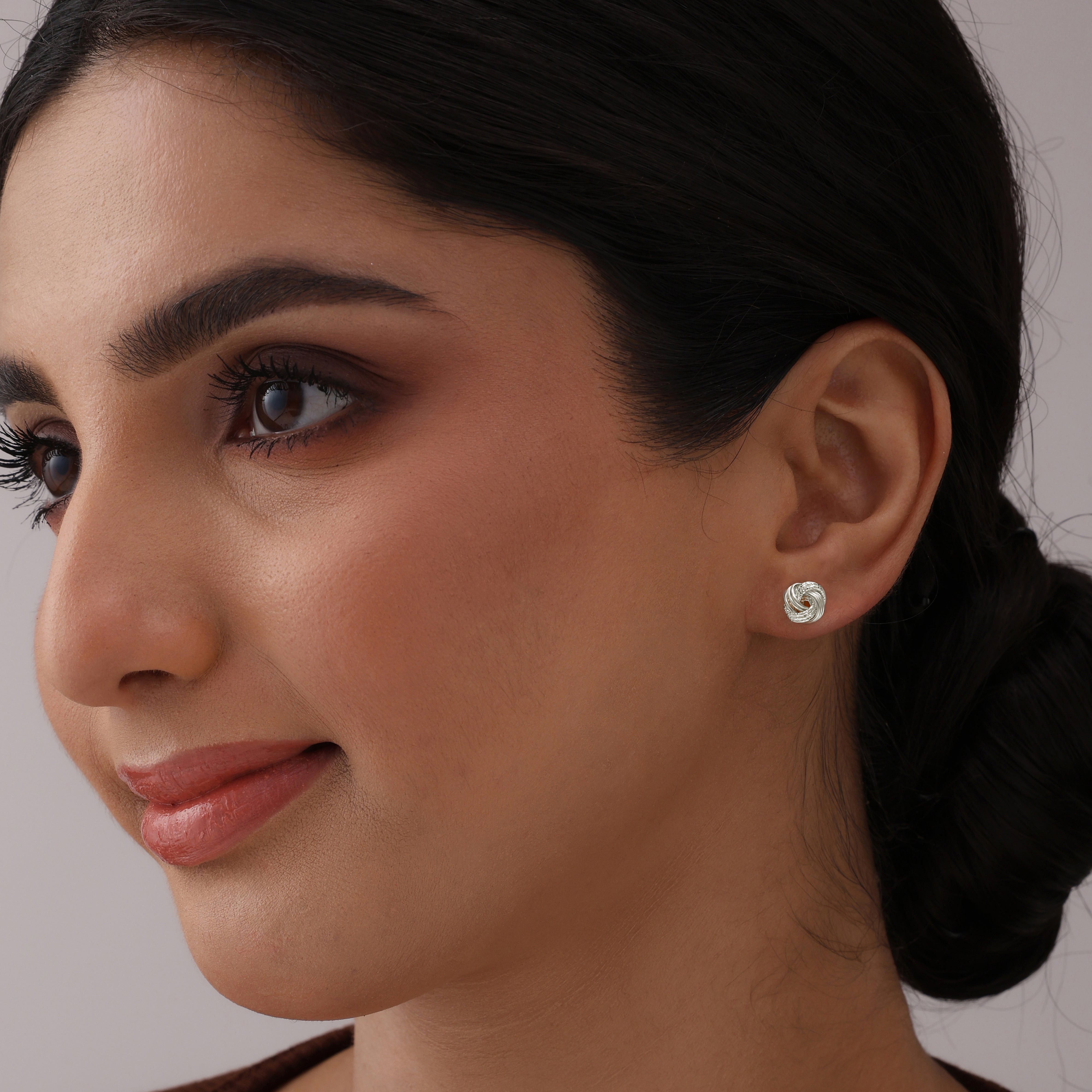 Silver Push Back Stud Earrings