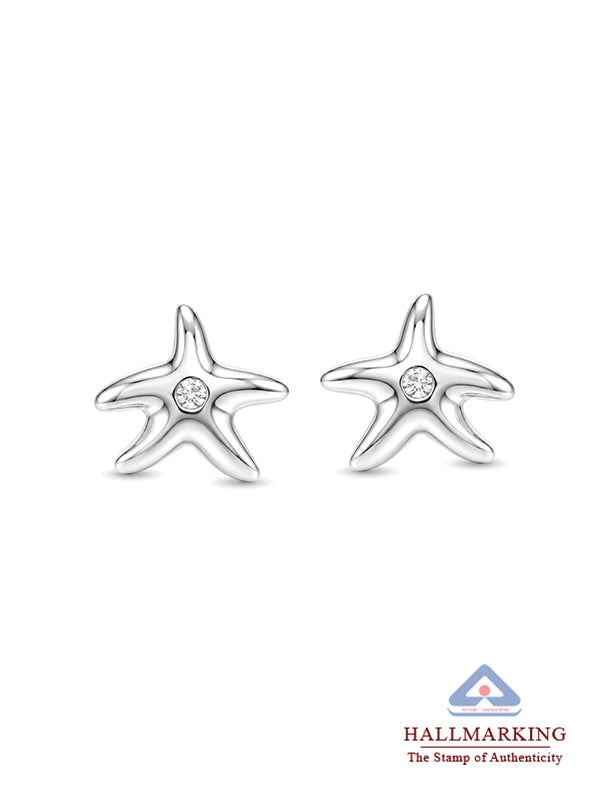 Silver Starfish Stud Earrings with hallmark