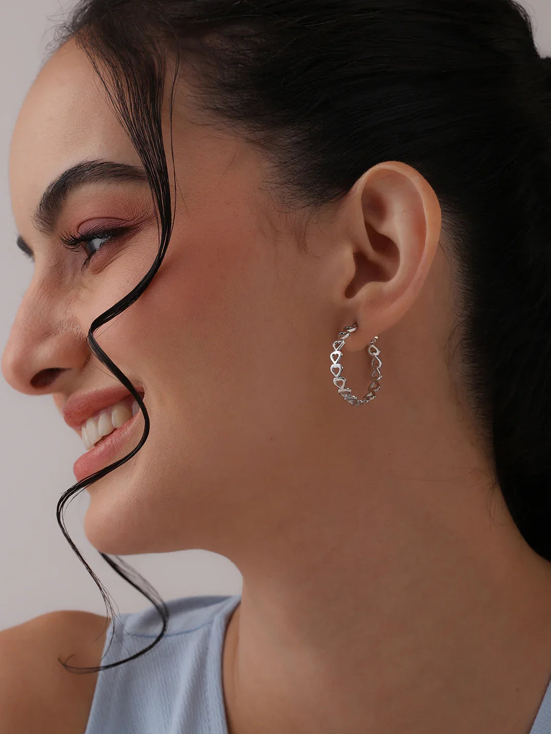 Rhodium-Plated True Love Hoops